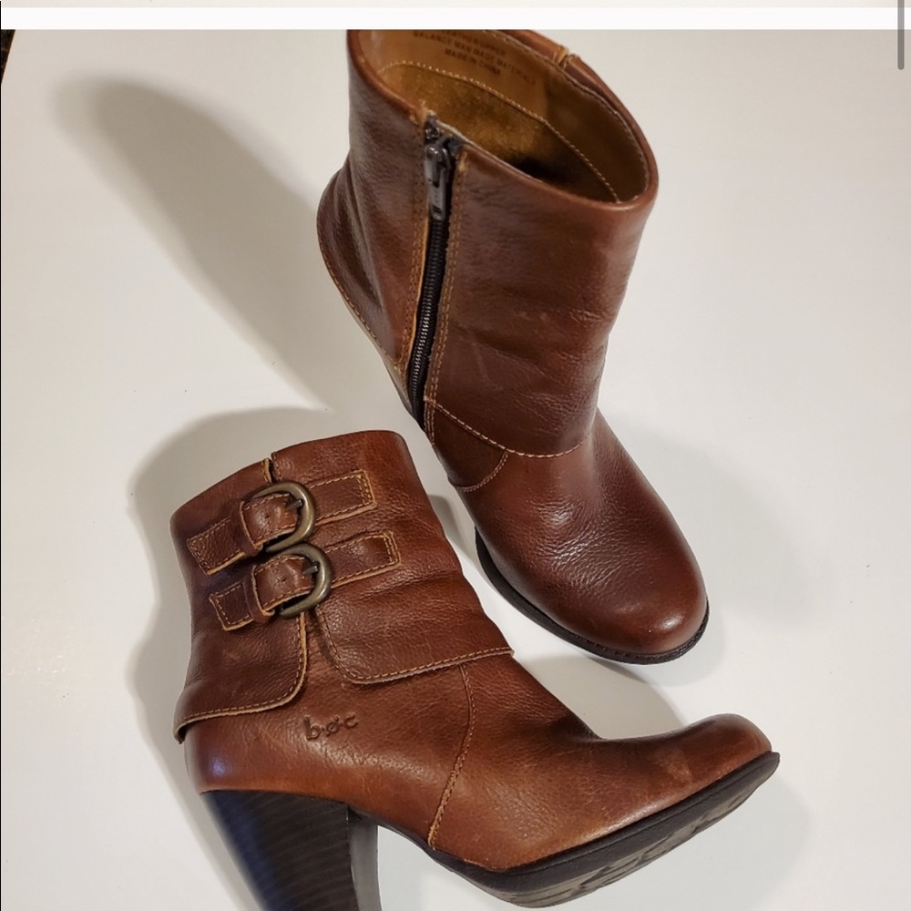 Born BOC Brown Two Strap Heeled Ankle Boots